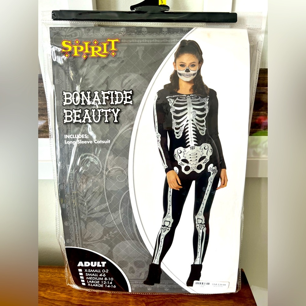 Spirit metallic catsuit Skeleton Costume